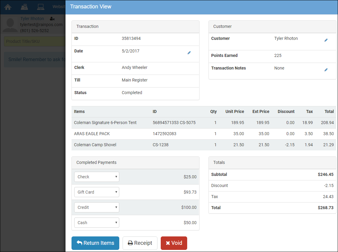 Register 4: Returns, Exchanges, and Voids