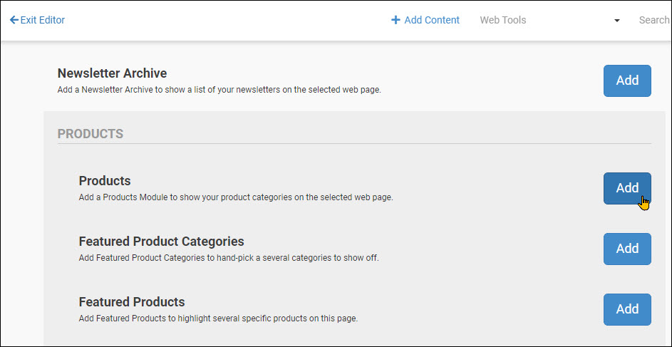 Add Products to Web Pages