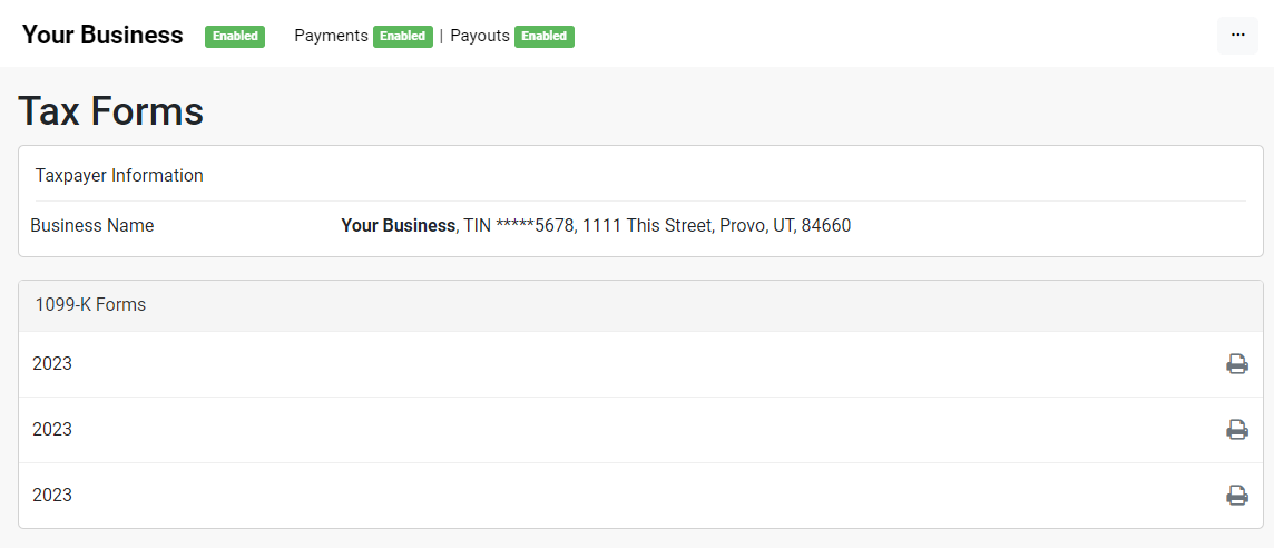 Tax Form Area of Adyen